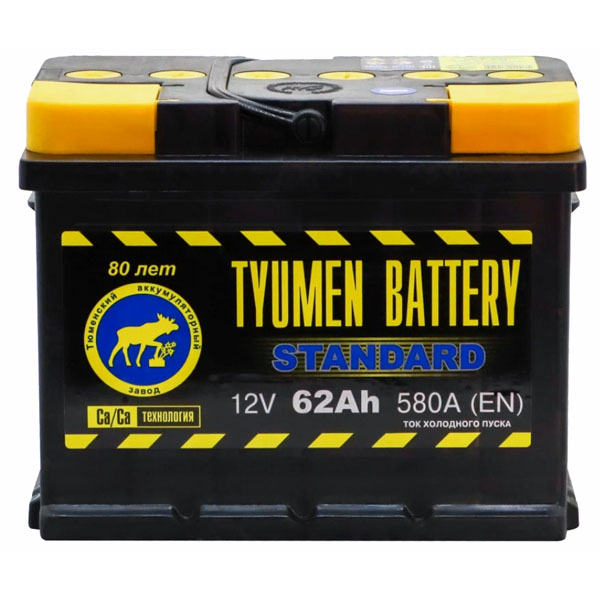 6СТ-62 * Тюмень STANDART обратная Толстые 580А 242x175x190 Свинец ОАО "Тюменский аккумуляторный заво