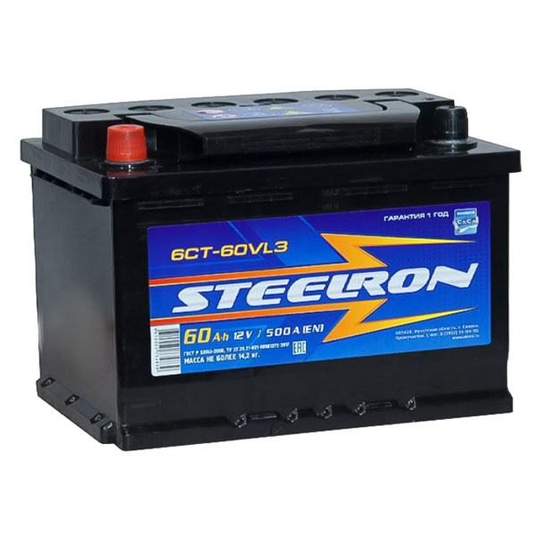 6СТ-60 * STEELRON обратная 500А 242x175x190 (Свирск, Россия)