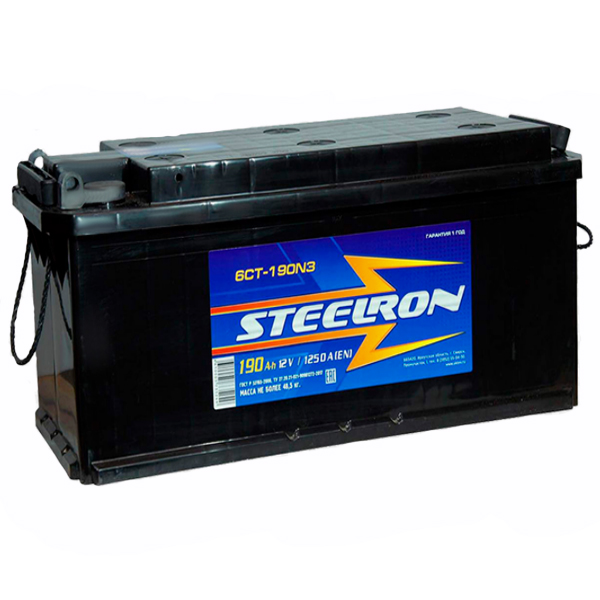 6СТ-190 * STEELRON прямая конус 1250А 514x218x210 Свинец (Беларусь)