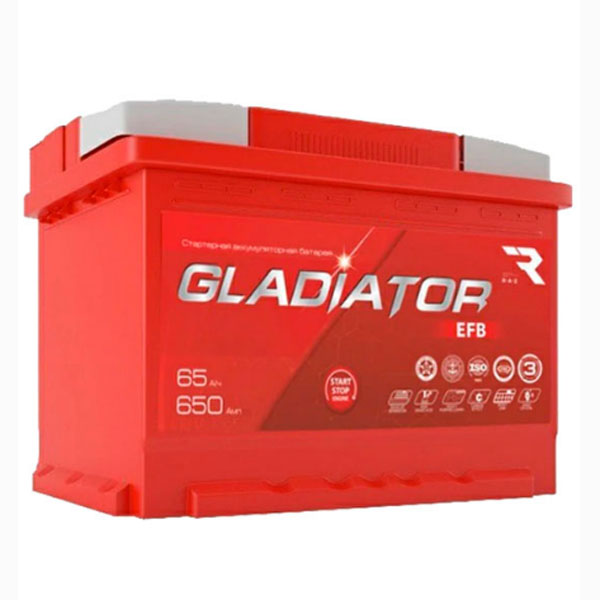 6СТ-60 * Gladiator EFB обратная 600А 242x175x190 (Россия)